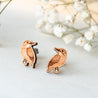 Kingfisher Bird Cherry Wood Stud Earrings - EB12011 - Robin Valley Official Store