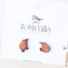 Kiwi Bird Cherry Wood Stud Earrings - EB12007 - Robin Valley Official Store