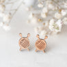 Knitting Needle & Yarn Cherry Wood Stud Earrings - ET15041 - Robin Valley Official Store