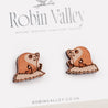 Mole Cherry Wood Stud Earrings - EL10030 - Robin Valley Official Store