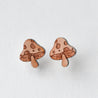 Mushroom Cherry Wood Stud Earrings - EO14063 - Robin Valley Official Store
