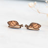 wooden stud snail earrings