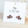 Piranha Fish Bone Cherry Wood Stud Earrings - ES13026 - Robin Valley Official Store