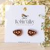 Pirate Skull Mug Cherry Wood Stud Earrings - ET15036 - Robin Valley Official Store