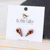 Raven Bird Skull Cherry Wood Stud Earrings - EB12008 - Robin Valley Official Store