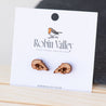 Raven Bird Skull Cherry Wood Stud Earrings - EB12008 - Robin Valley Official Store