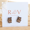 Rhino Cherry Wood Stud Earrings - EL10198 - Robin Valley Official Store