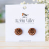 Rose Cherry Wood Stud Earrings - EO14021 - Robin Valley Official Store