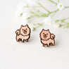 Samoyed Dog Cherry Wood Stud Earrings - EL10228 - Robin Valley Official Store