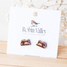 Sewing Machine Cherry Wood Stud Earrings - ET15074 - Robin Valley Official Store