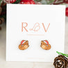 Sleeping Fox in Santa Hat Wooden Earrings -PEL10160 - Robin Valley Official Store