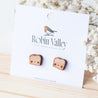 Toast Cherry Wood Stud Earrings - ET15021 - Robin Valley Official Store