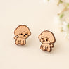Toy Poodle Dog Cherry Wood Stud Earrings - EL10125 - Robin Valley Official Store