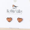 Union Jack Heart Cherry Wood Stud Earrings - ET15083 - Robin Valley Official Store