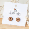 Viking Rune Symbol Valknut Cherry Wood Stud Earrings - ET15039 - Robin Valley Official Store