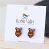Viking Warrior Cherry Wood Stud Earrings - ET15131 - Robin Valley Official Store
