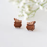 Witch's Cauldron Cherry Wood Stud Earrings - ET15007 - Robin Valley Official Store