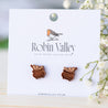 Witch's Cauldron Cherry Wood Stud Earrings - ET15007 - Robin Valley Official Store