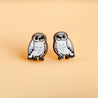 snowy owl wooden stud earrings