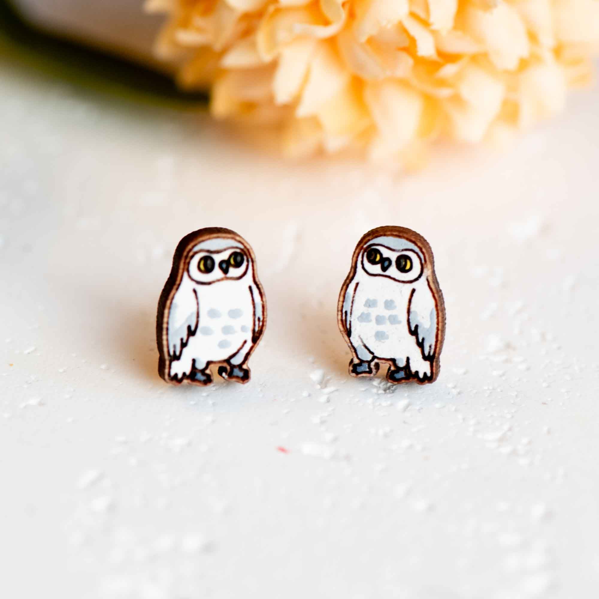 snowy owl earrings
