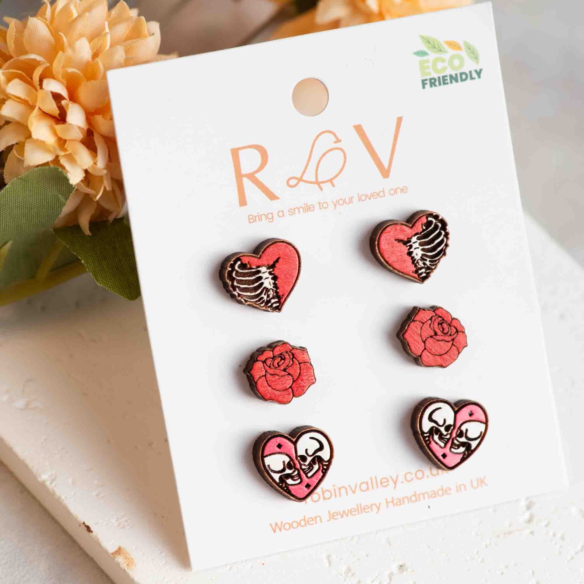 Valentines Day Gift Skull Love Earrings Gift Set