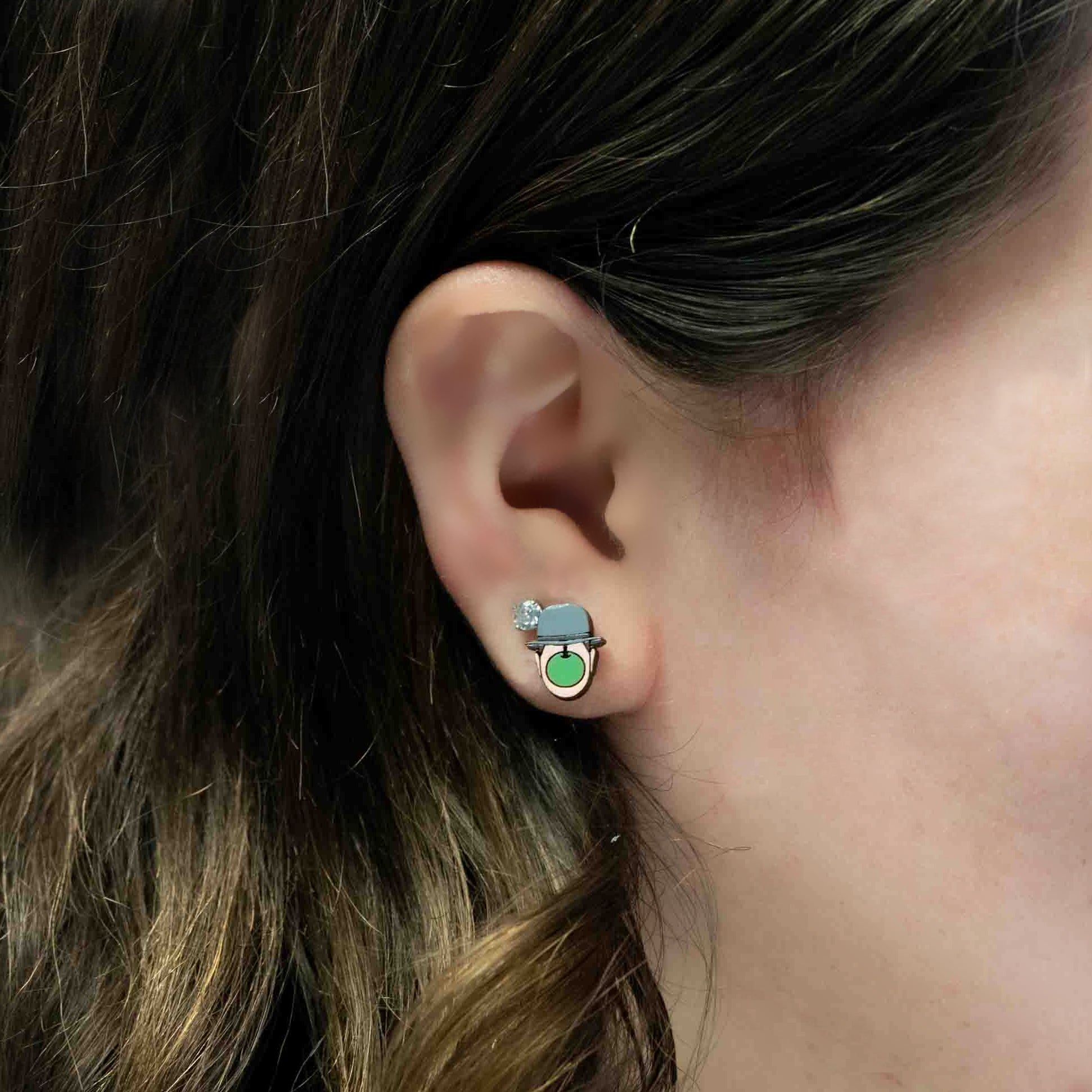 Hand-painted The Son of Man Stud Earrings Inspired by René Magritte - PET15126