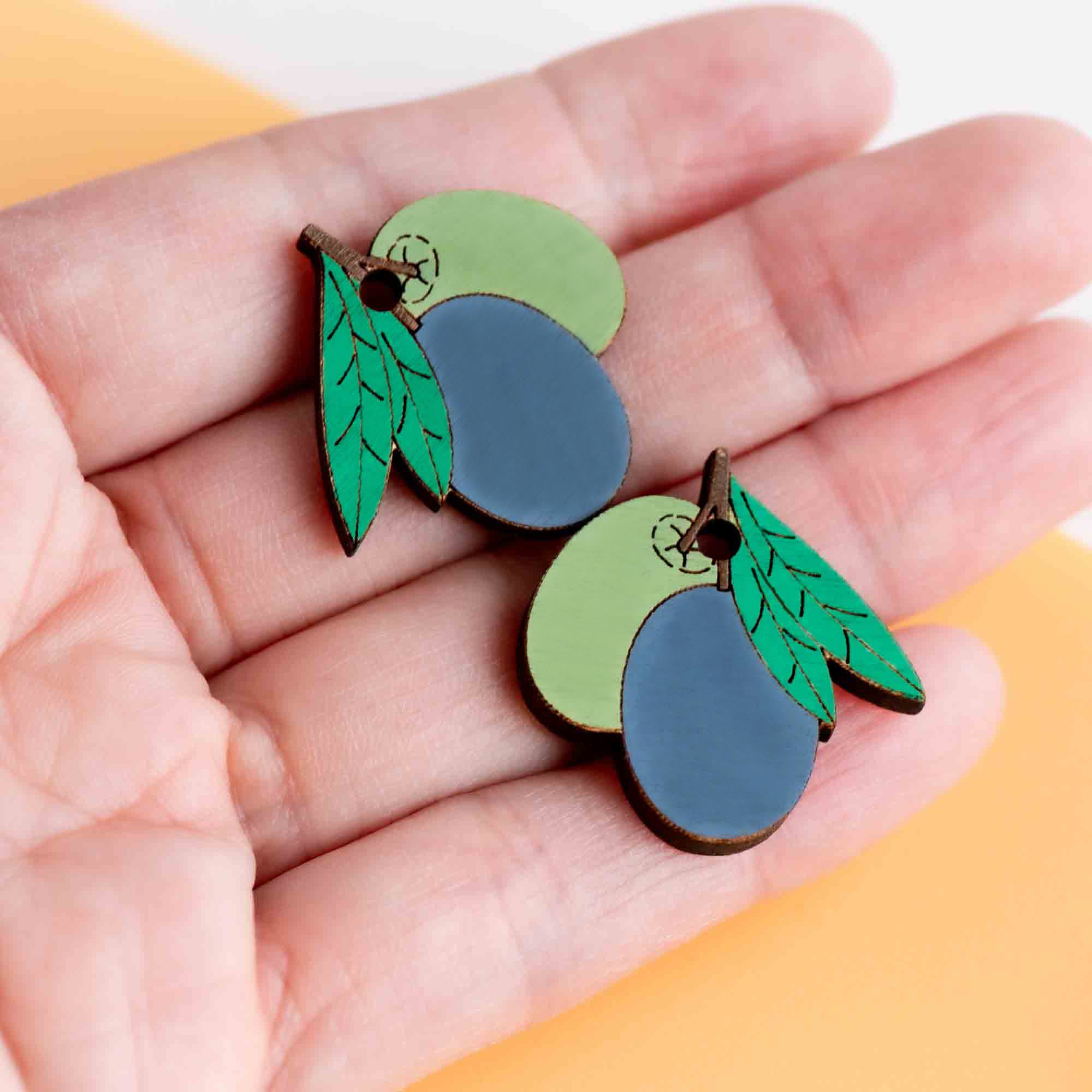 Hand-Painted Olive Hoop Earrings - PET15380H