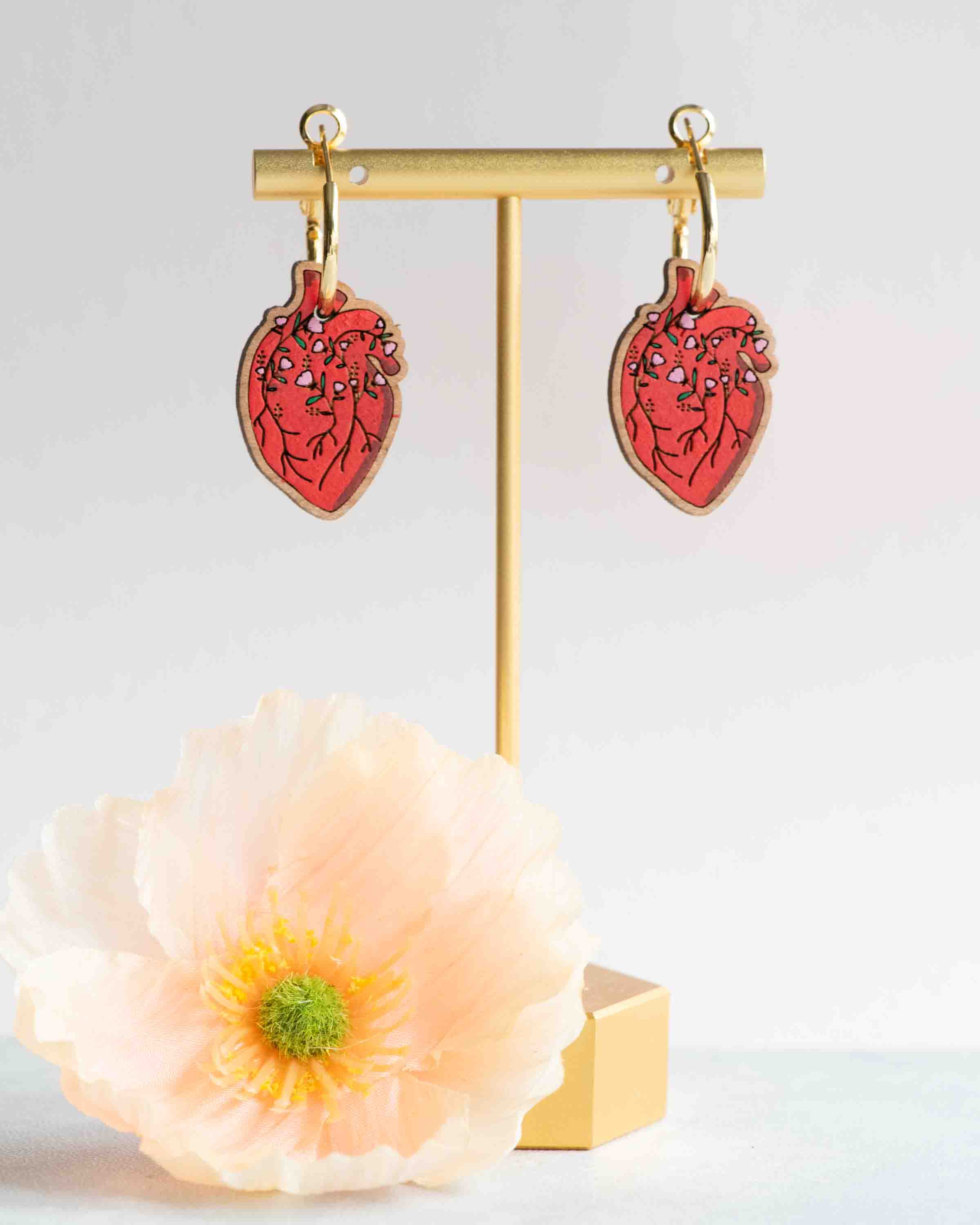 Floral Heart Hoop Earrings - PEA16005H