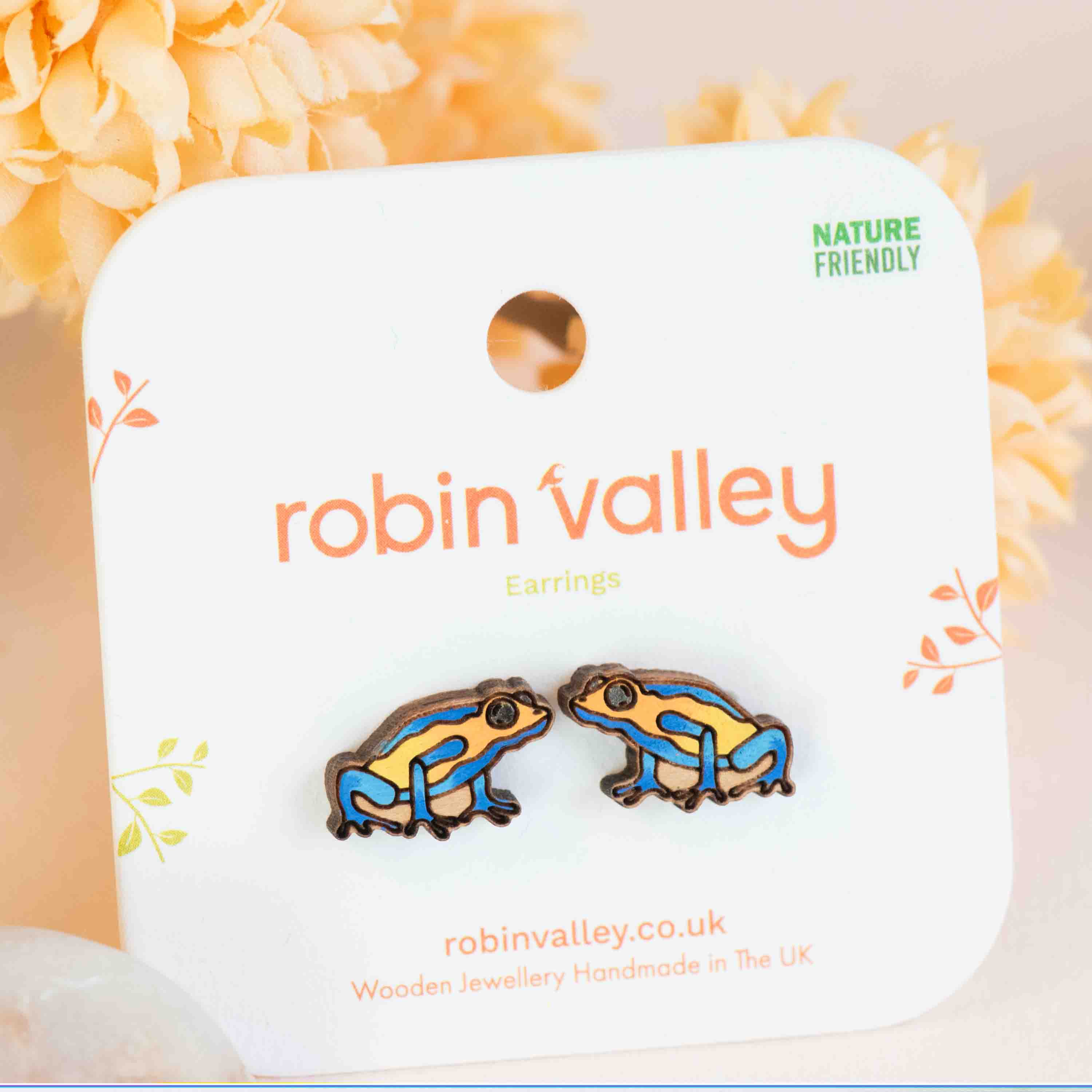 Poison Dart Frog Wooden Earrings - PEL10353