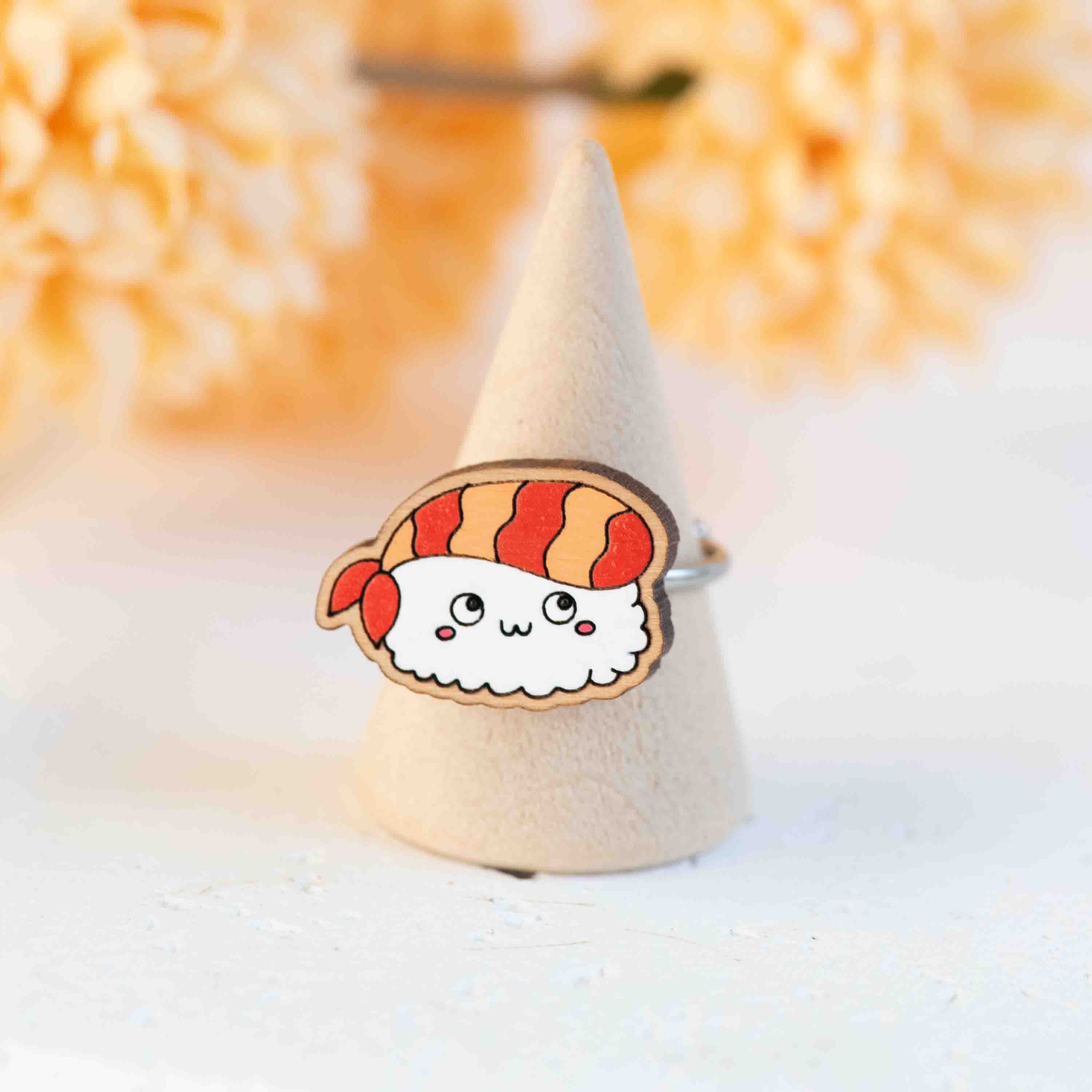 Hand-Painted Sushi Adjustable Wooden Ring - RT75279