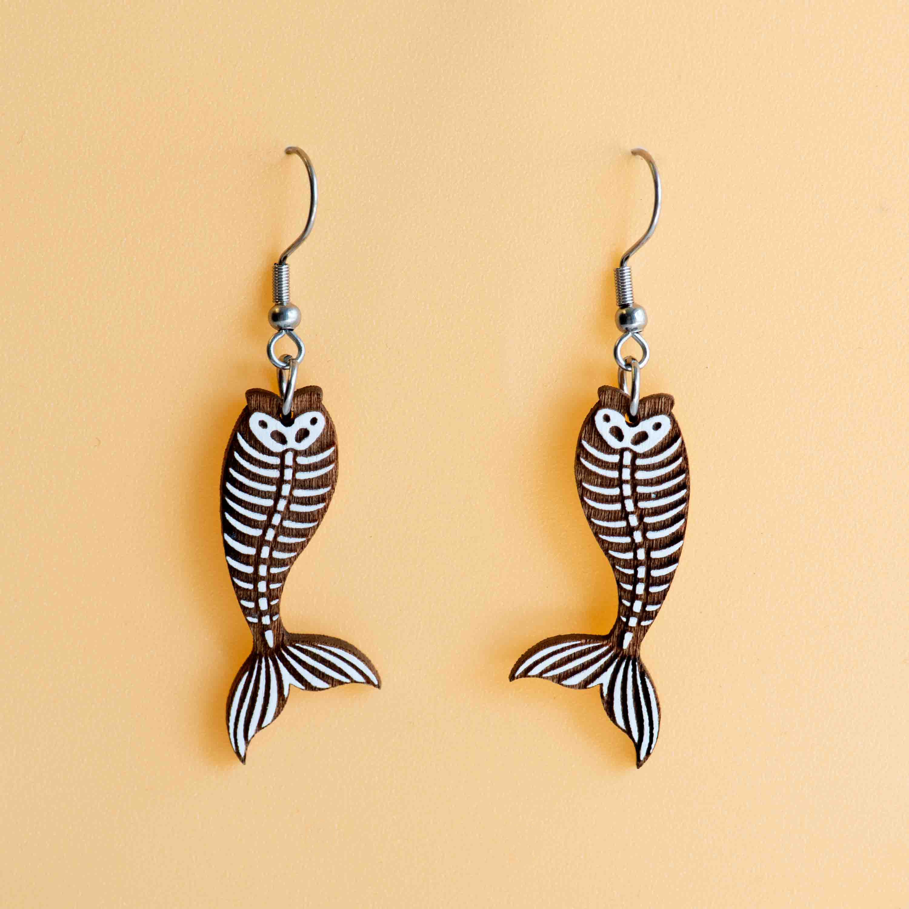 Mermaid Tail Skeleton Hook Earrings