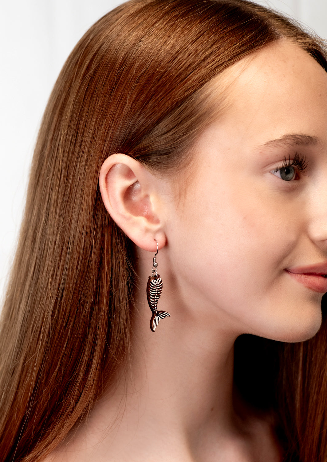 Mermaid Tail Skeleton Hook Earrings