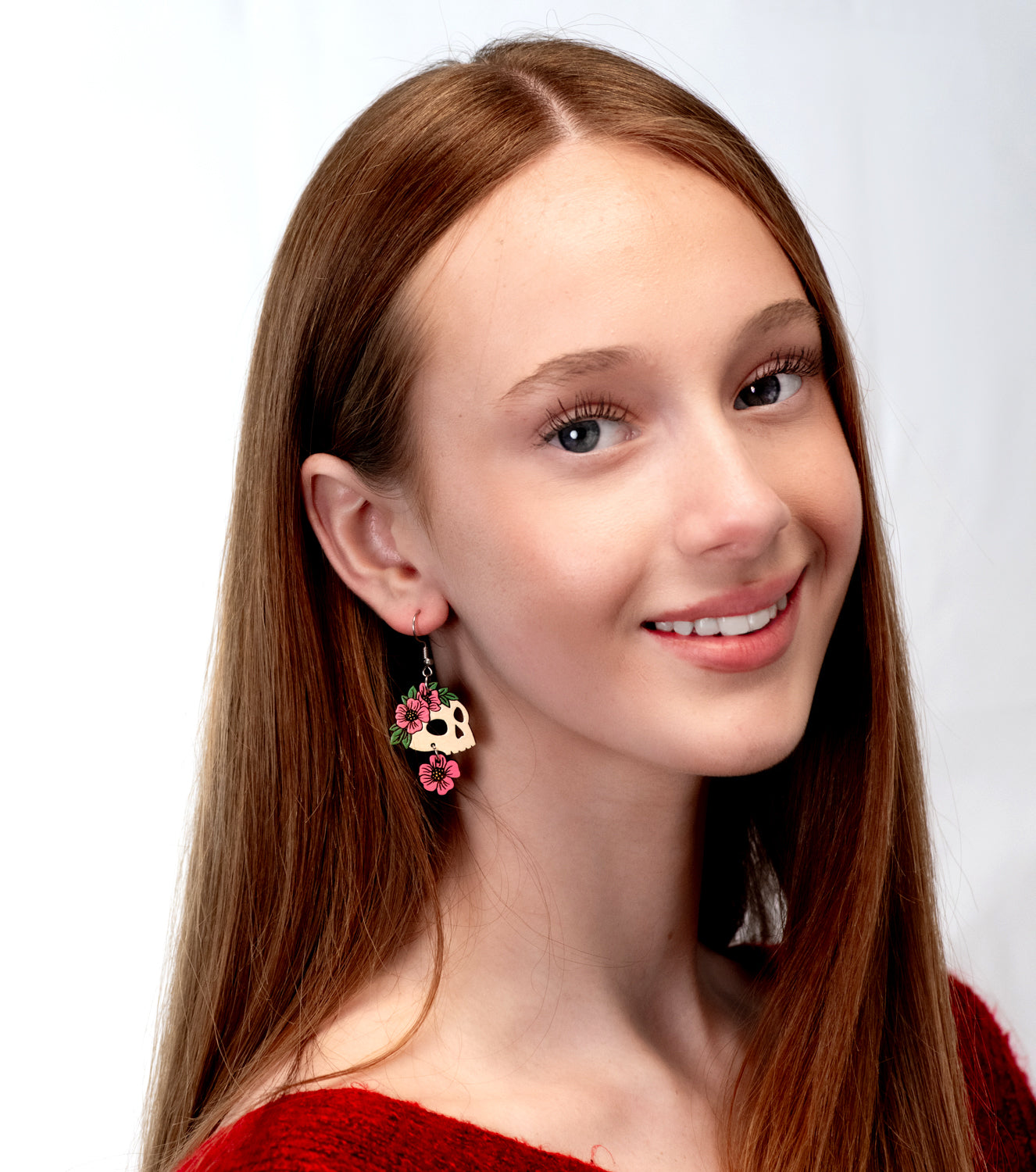 Flora Skull Hook Earrings