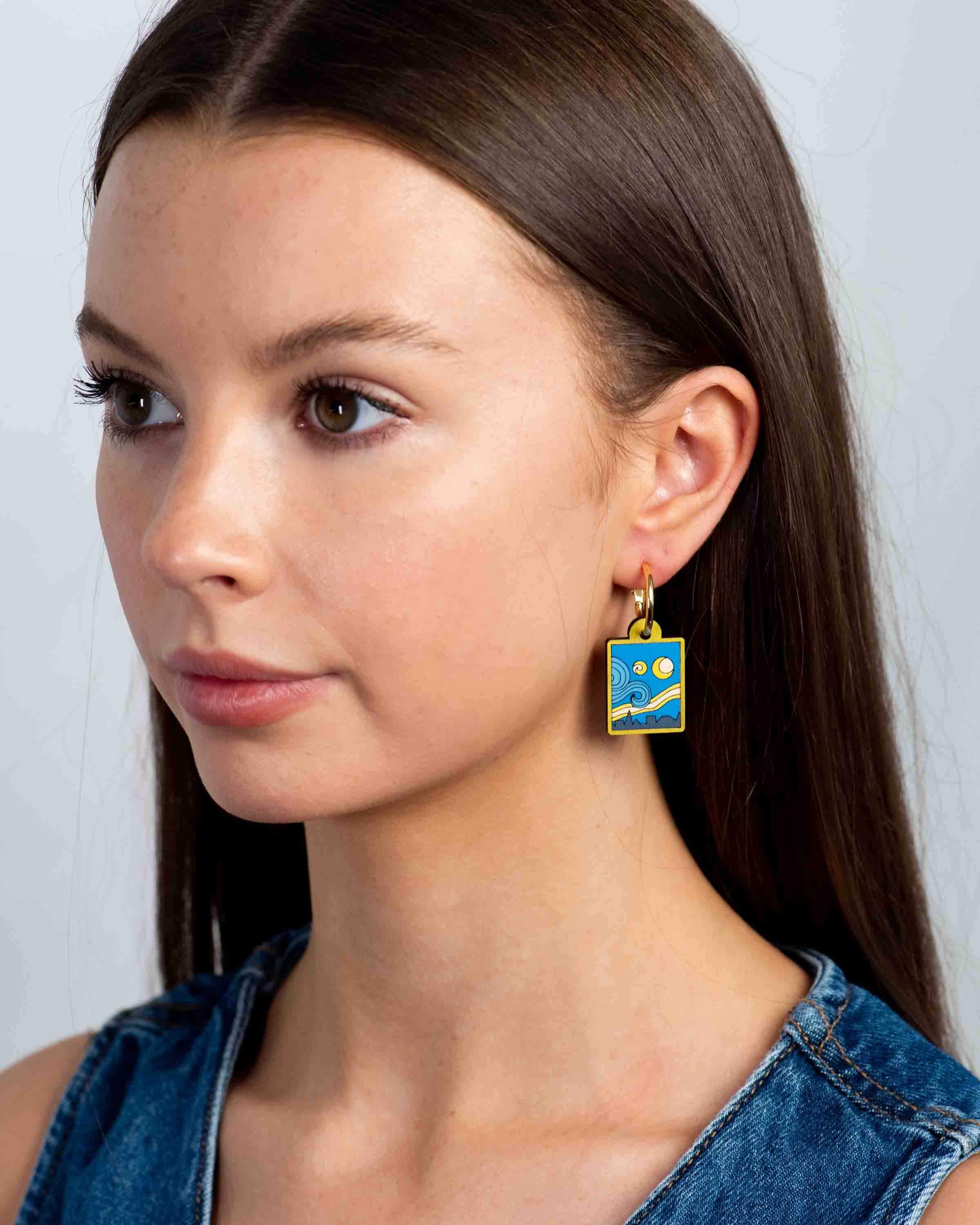 The Starry Night Hoop Earrings Inspired by Vincent van Gogh