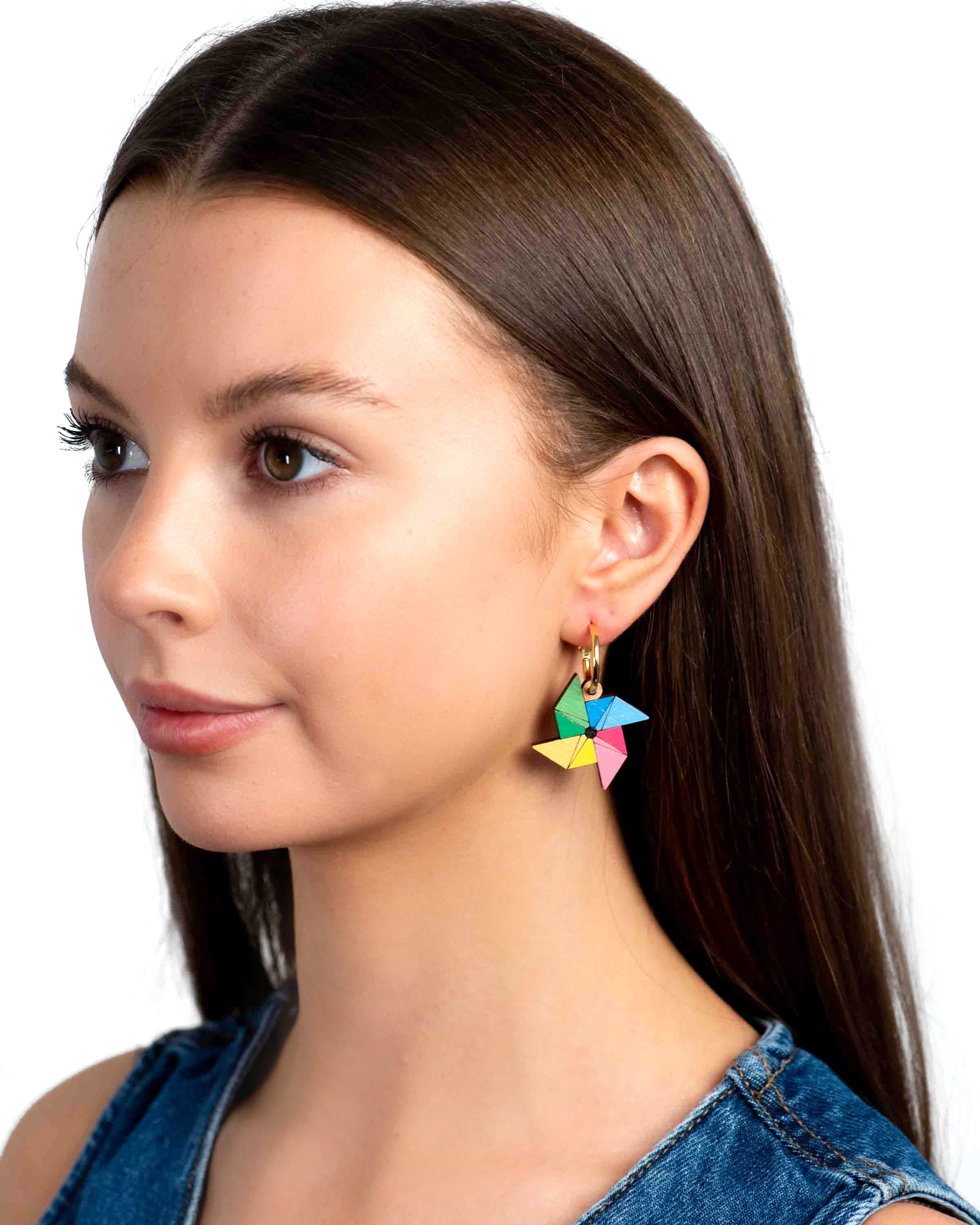 Hand-painted Pinwheel Hoop Earrings - PET15460H