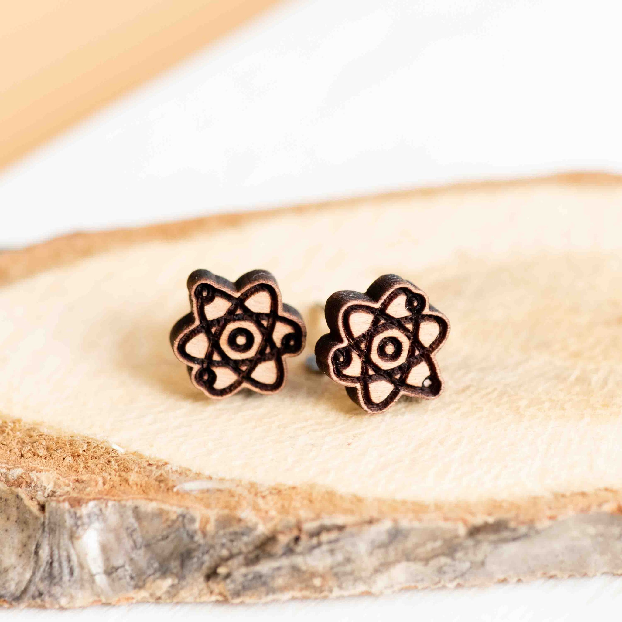 Handmade Atom Wooden Earrings - ET15152