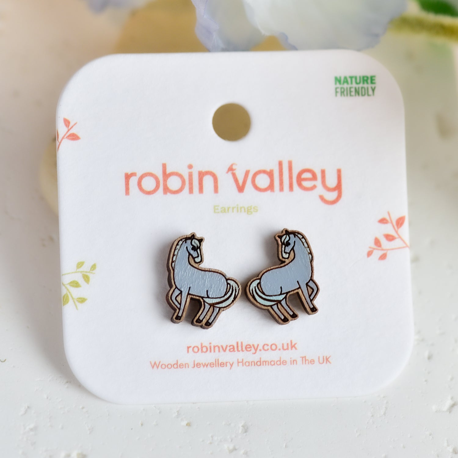 Grey Horse Earrings