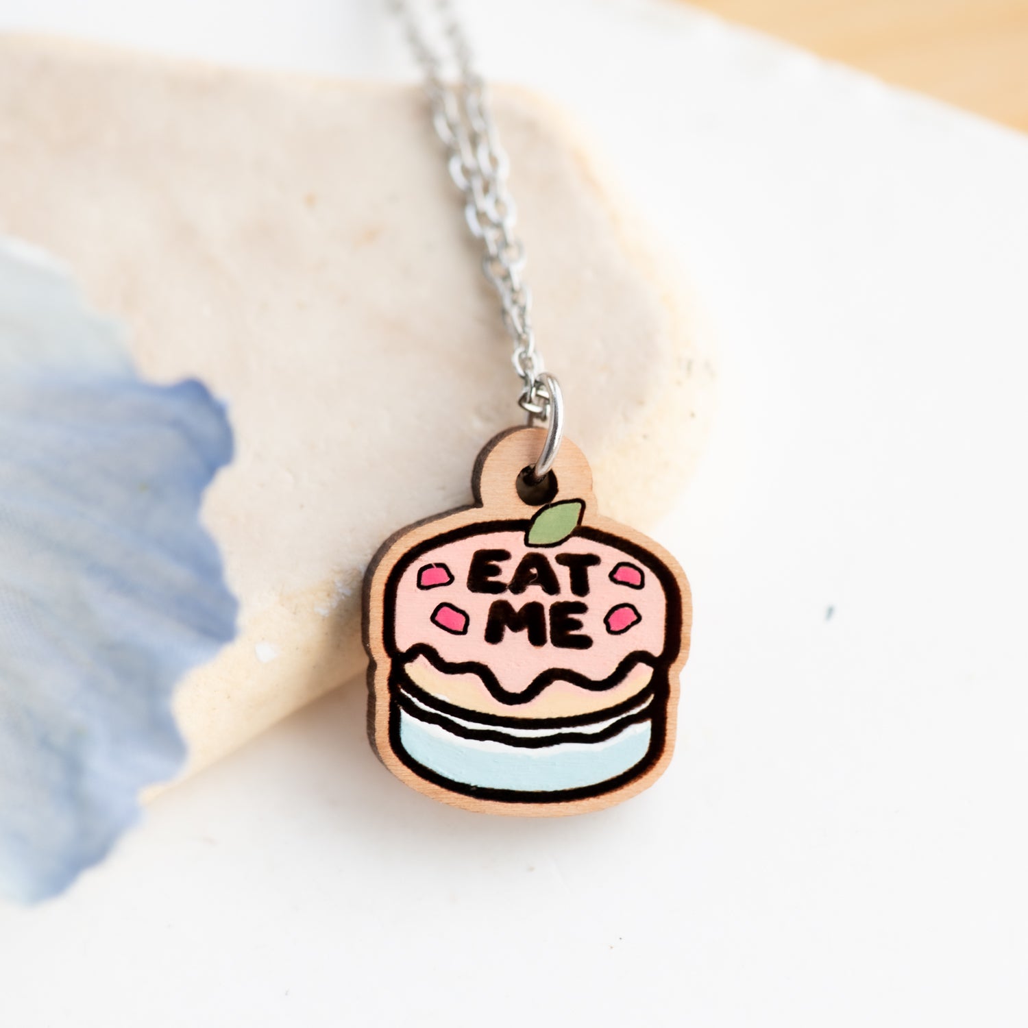 Alice in Wonderland Eat Me Cake Necklace