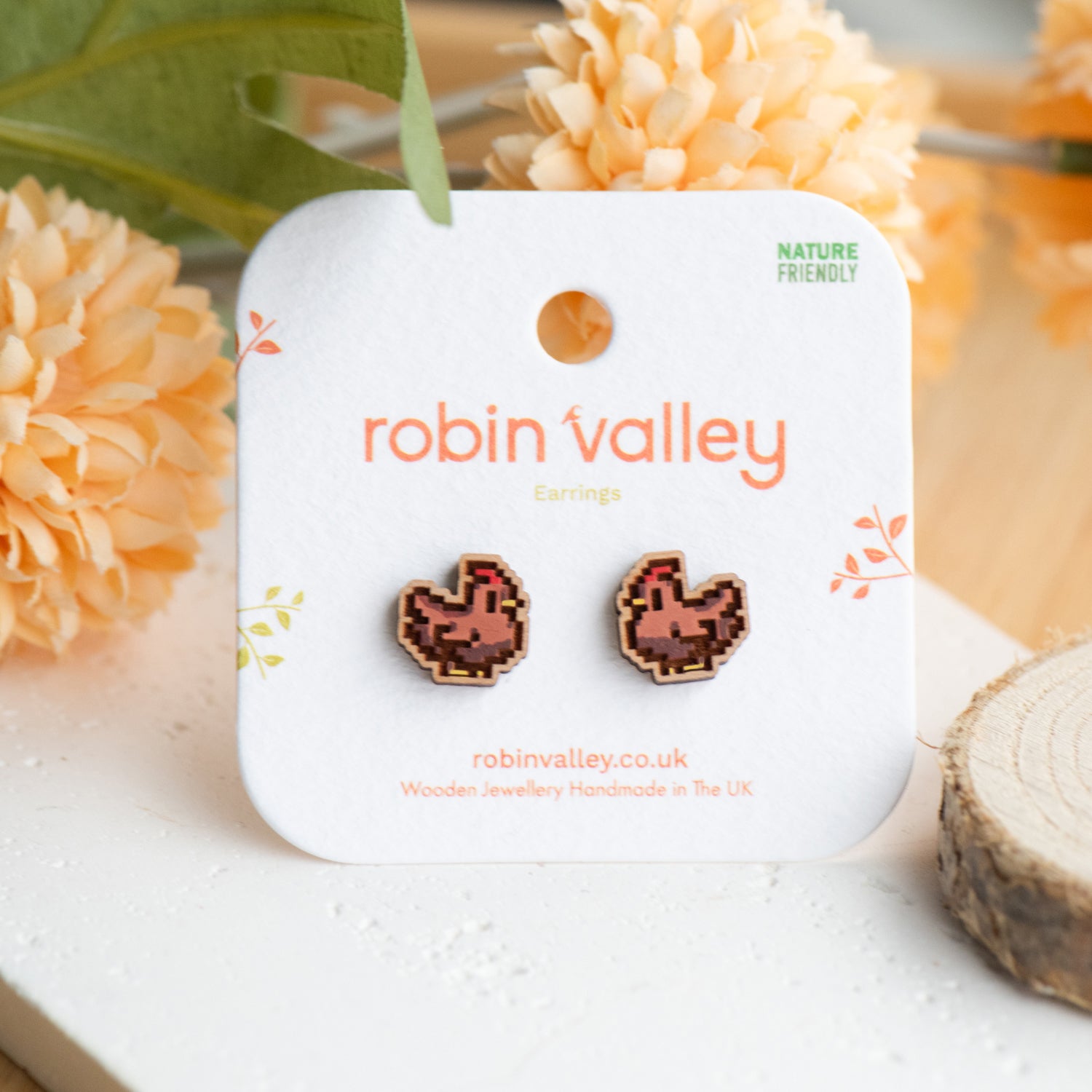 Chicken Earrings (Brown) – Stardew Valley