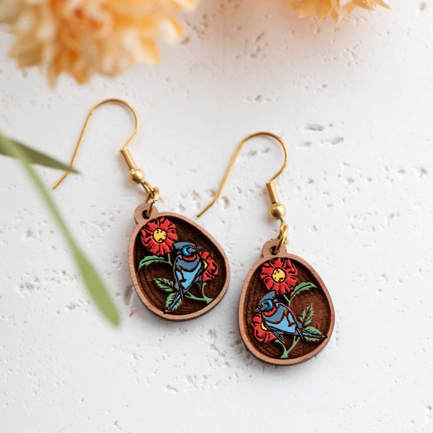 Bird Flower Hook Earrings - William Morris · Trellis Inspired