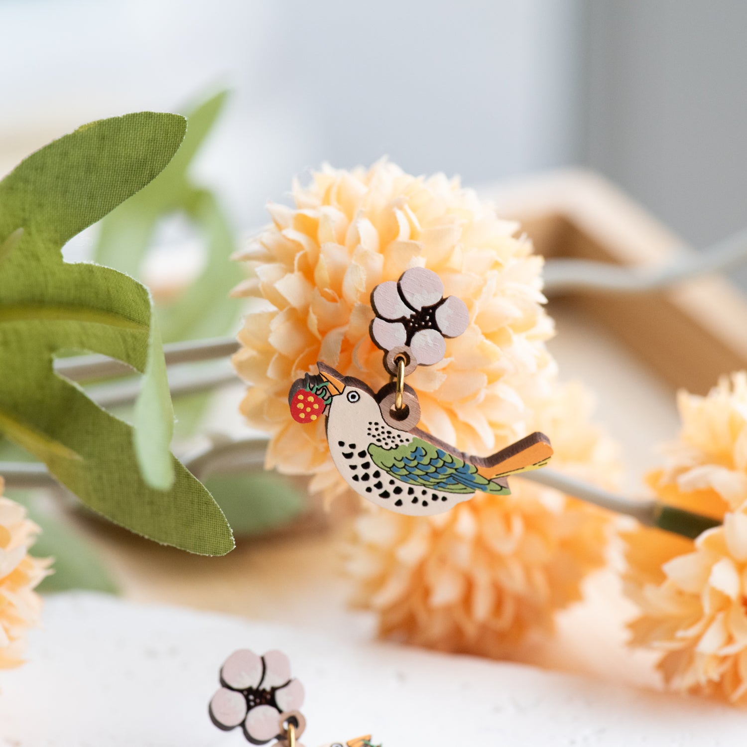 Strawberry Thief Drop Earrings - William Morris Inspired