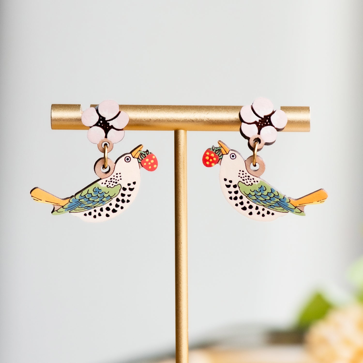 Strawberry Thief Drop Earrings - William Morris Inspired