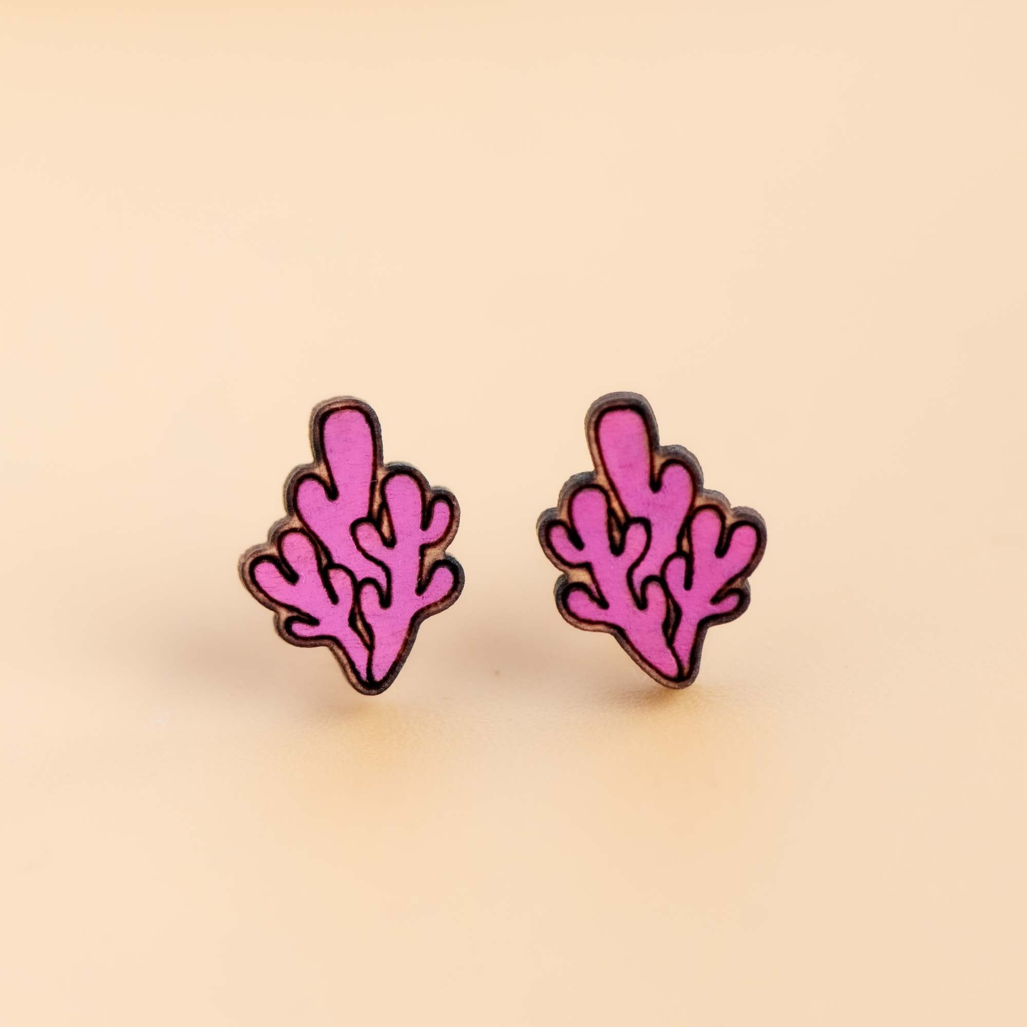 Hand-painted Pink Coral Earrings - PES13105