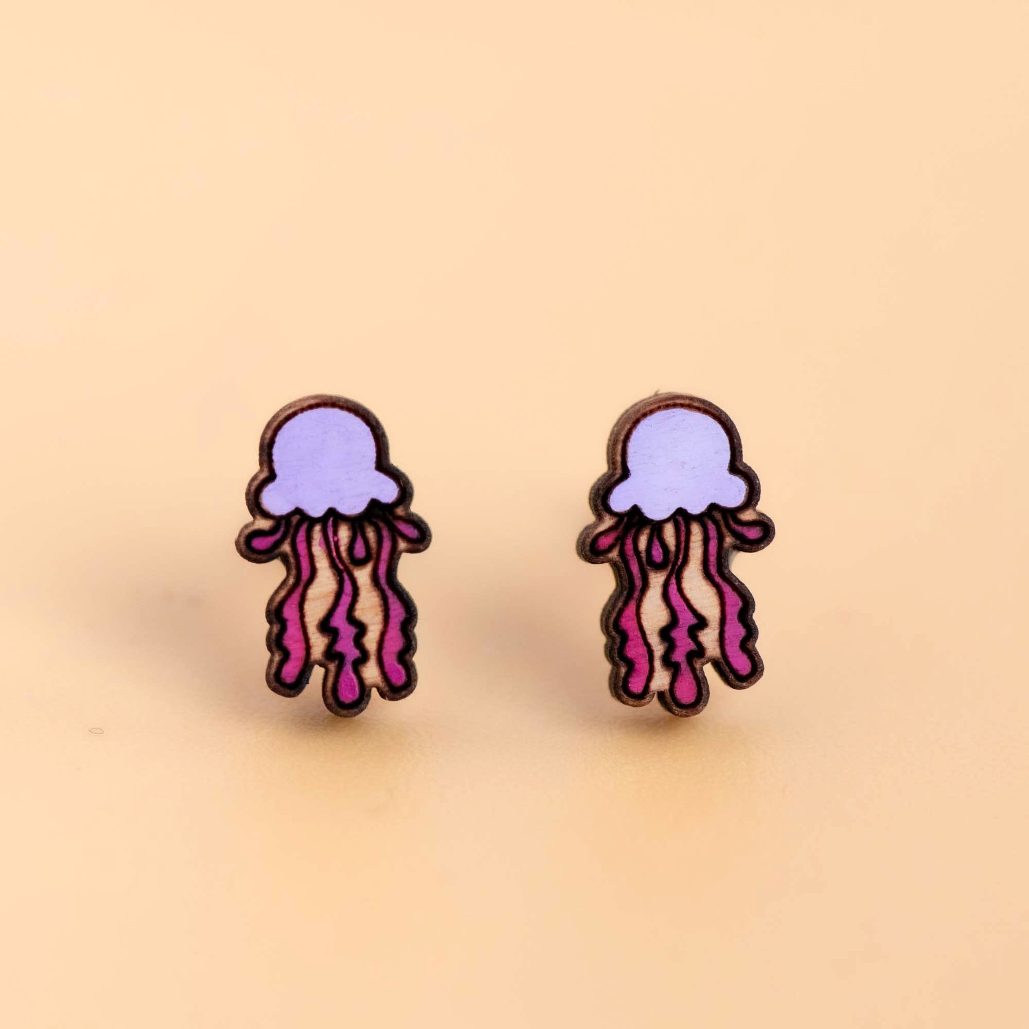 Hand-painted Purple Jellyfish Earrings - PES13084