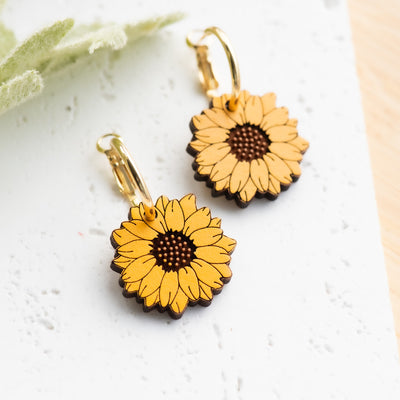 Sunflower Hoop Earrings