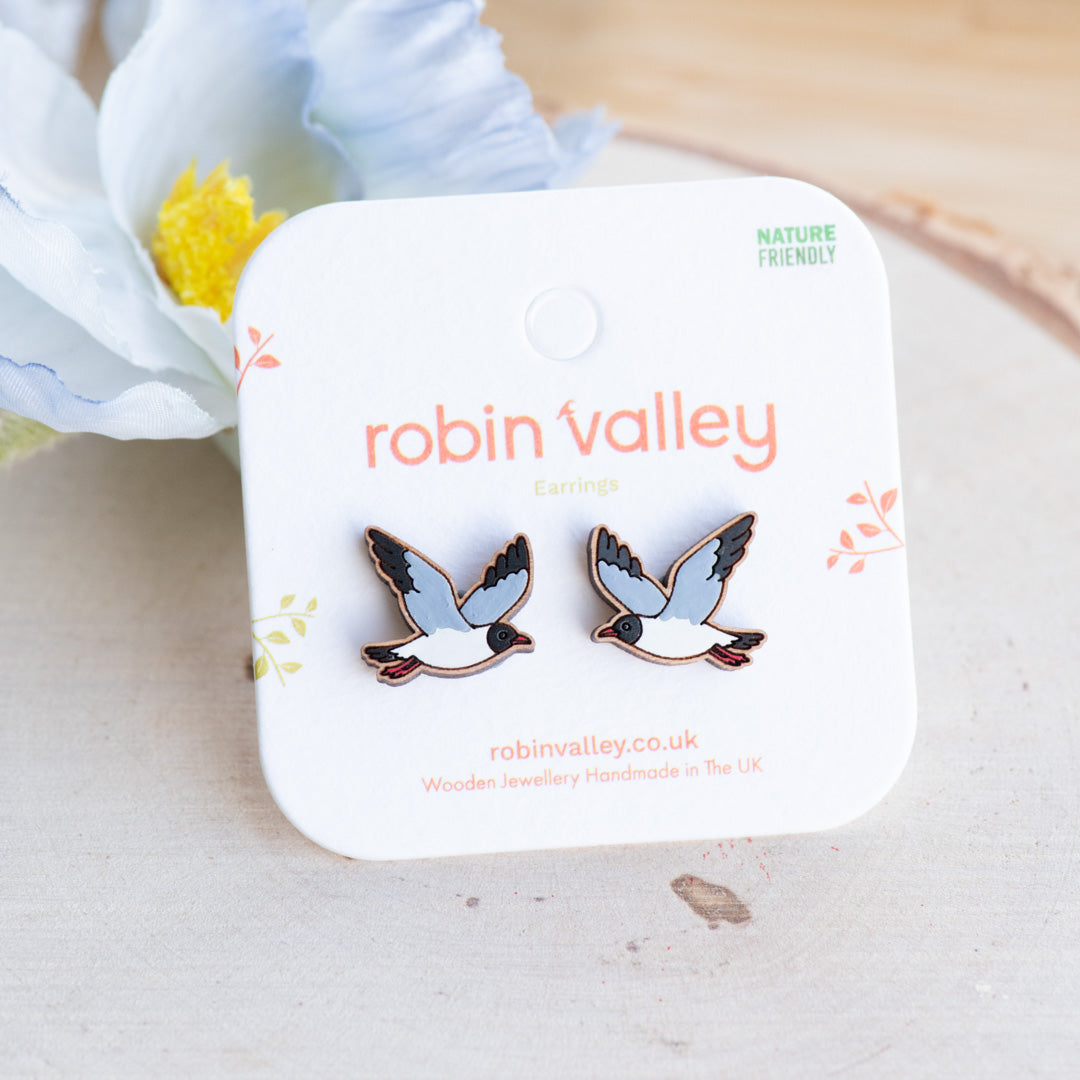 Flying Black-headed Gull Earrings