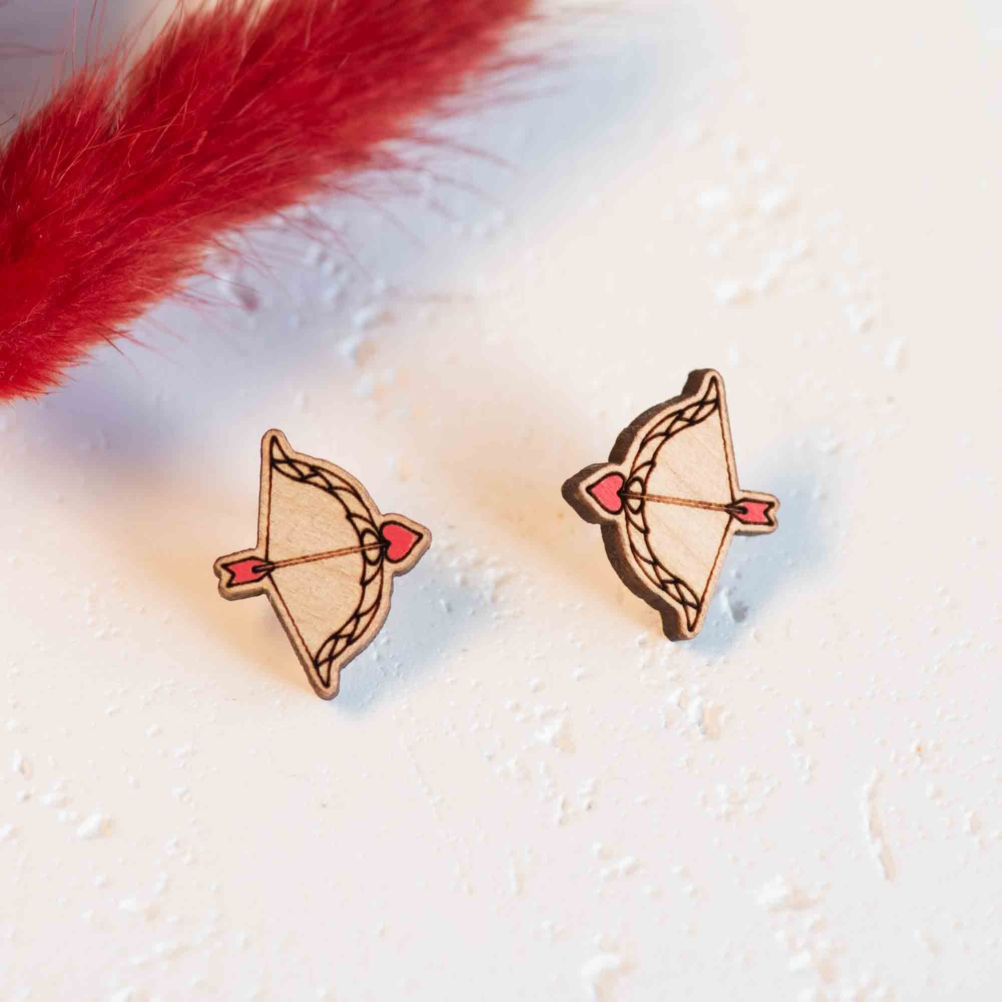 cupid bow and arrow earrings