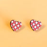 red check heart stud earrings