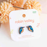 Kingfisher earrings, wooden earrings, handmade hand-painted, sustainable jewellery, eco friendly