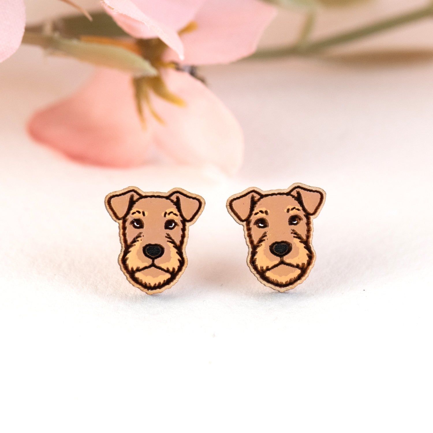 Airedale / Welsh Terrier Face Earrings - PEL10525 - Robin Valley Official Store